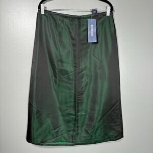 French Connection NWT Vintage Green Satin Midi Skirt - Size 10 - 1990's Indie